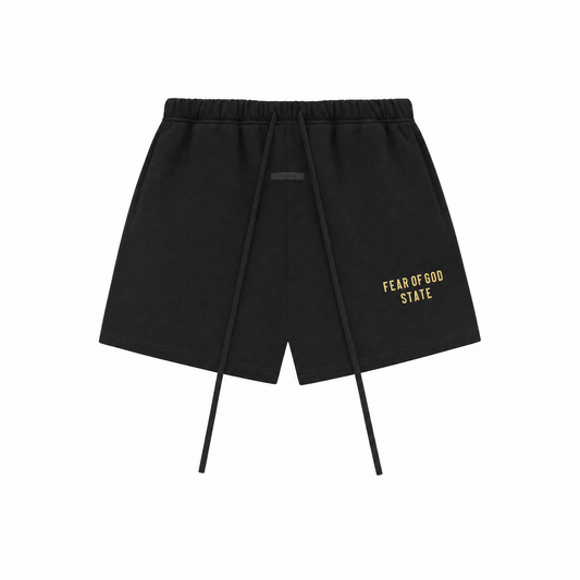 Fear of God Essentials Black Yellow Shorts